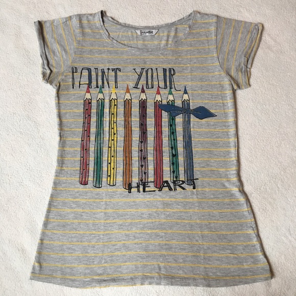 Pull&Bear Striped T Shirt Color Pencils - Picture 1 of 3